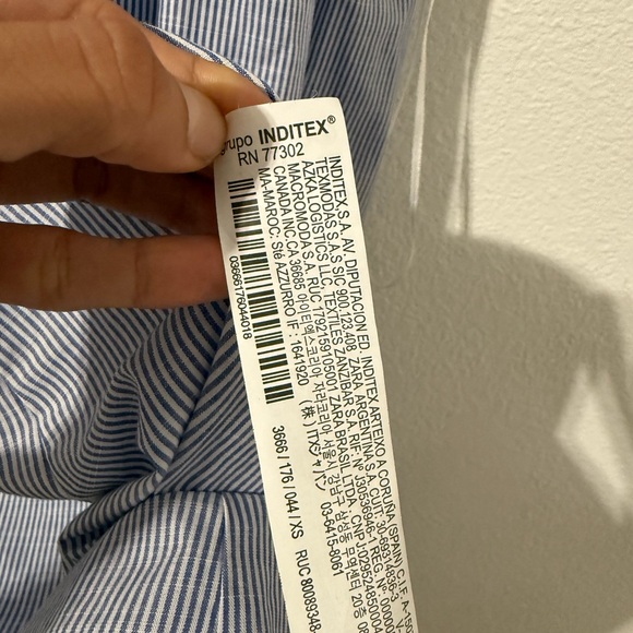 Zara Blue Striped Backless Sweetheart Shoulder Tie Midi Summer Dress - Picture 7 of 7